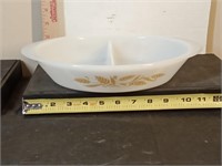 vtg Glasbake wheat design divided casserole