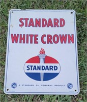 1949 Standard Red Crown porcelain gas pump plate