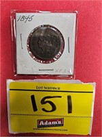 1845 LARGE ONE CENT PIECE