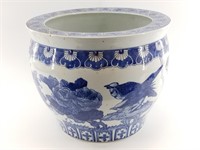 Very nice planter/fish bowl, blue and white with b