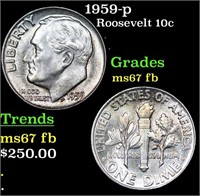 1959-p Roosevelt Dime 10c Grades Gem++ Full Bands