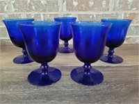 (5) Stylish Italian Cobalt Blue Goblets