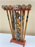 Wooden Croquet Set W/ Stand