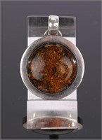 STERLING Silver & Natural Amber Pendant