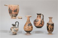 5 Greek Style Pottery Vessels