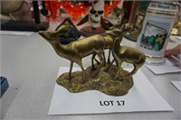 solid brass deer family figure