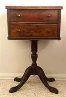 Antique Walnut Sewing Table- Swivel Spool Drawer
