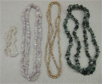 Lot Of 3 Necklaces & 1 Bracelet - Wood & Stones