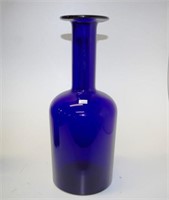 Holmgaard blue glass bottle form table vase