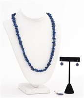 Silver Lapis Lazuli Necklace, Earrings & Pend. Lot
