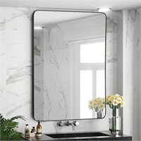 DUQIMO 24x36 Inch Black Mirror for Bathroom, Round