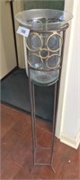GLASS CANDLE HOLDER ON IRON STAND 40IN
