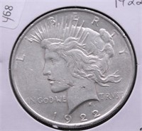 1922 PEACE DOLLAR  XF