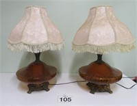 Pair Of Atomic Amber Glass Lamps 28" Tall