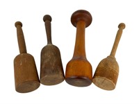 4 Vintage Wooden Mashers
