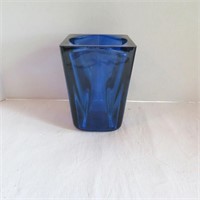 Cobalt Glass Vase  - H 8" - Square