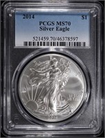 2014 AMERICAN SILVER EAGLE PCGS MS70