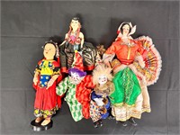 Vtg Doll Collection(5)Clown & South American Dolls