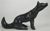 INUIT CARVED STONE WOLF SCULPTURE