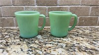 Two Jadeite Fire King Mugs, Vintage, One Has