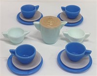 Akro Agate Multicolored Glass Child's Tea Set