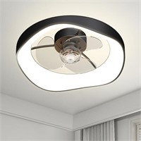 Black Fan with Light, 6-Speed, Dimmable