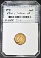 1908 $2.5 GOLD INDIAN CH BU