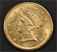 1861 $2.5 GOLD LIBERTY BU