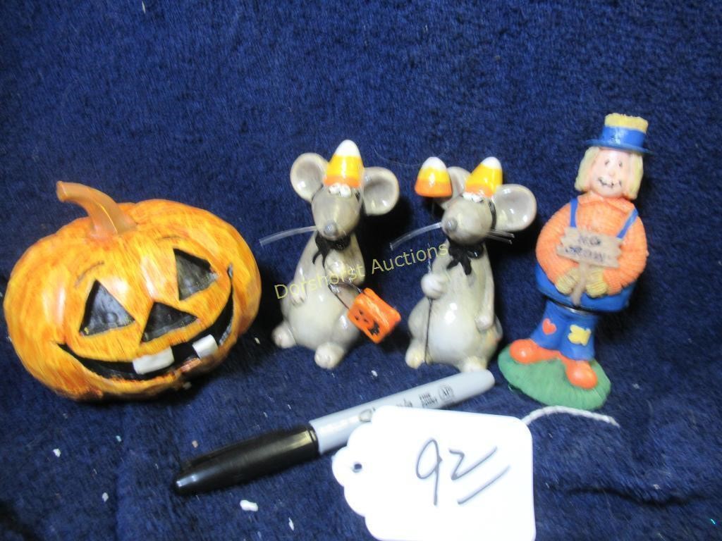 BOX LOT:  CERAMIC MICE, JACK-O-LANTERN, BOBBLE