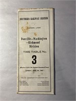Southern RR Time Table - 1967