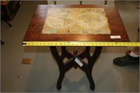 Antique Lamp Table with World Map