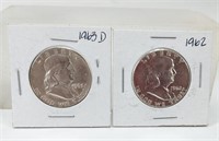 (2) Franklin Half Dollars: 1962, 1963-D