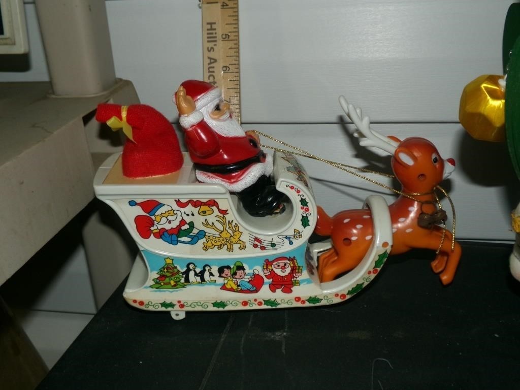 Vintage Old Happy Reindeer Santa Christmas Toy