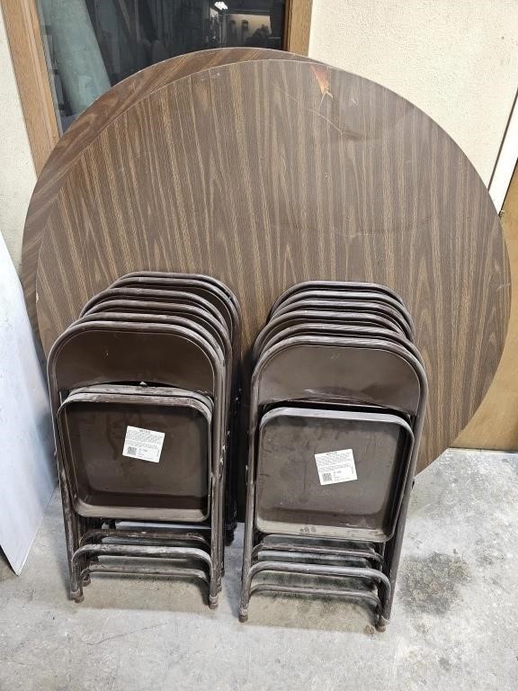 (2) Circular Laminate Tables & Folding Chairs