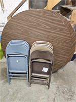 (2) Circular Laminate Tables & Folding Chairs