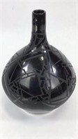 Contemporary Black on Black Signed Studio Vase