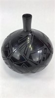 Contemporary Black on Black Bottle Vase