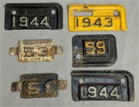 License Plate Tag Inserts. 1943, 44, 51, 53, 59