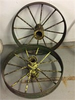 Pair of antique steel wheels 27 inches in
