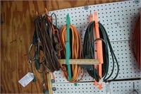 Three Extension Cords (Orange, Brown, Green)