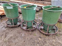 (3) Osborne Big Wheel hog feeders