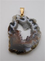 GEODE SLICE PENDANT ROCK STONE LAPIDARY SPECIMEN