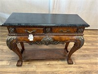 Vintage Tessellated Marble Top Console Table