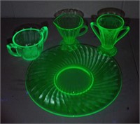 * Group of Green Depression Uranium Glass - Glows
