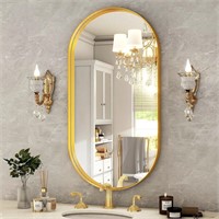 Gold Oval Mirror - 38 X 22 In, Alloy Frame