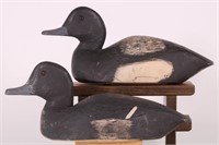 Pair of Hen and Drake Bluebill Duck Decoys by