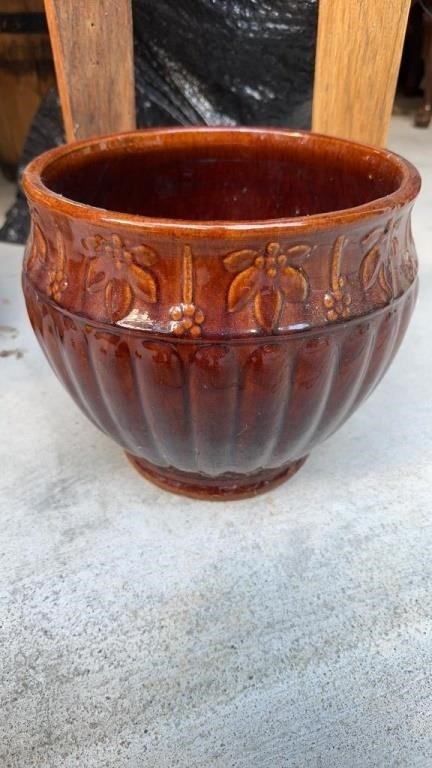 Antique brown glazed pottery vase, with a nice
