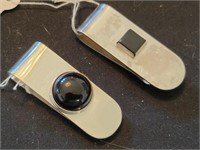 2) sterling & black onyx money clips/38 total