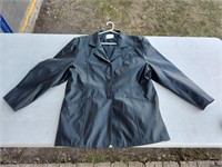 Black Pleather Jacket Coat Ladies Large