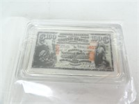 Silver PLATED 1oz Bar - $100 note design
